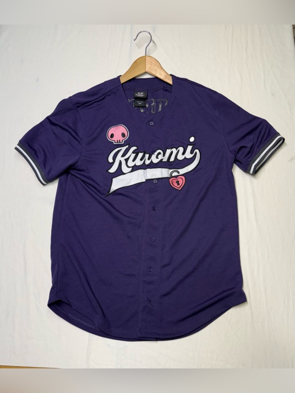 SANRIO KUROMI BASEBALL JERSEY / SHIRT KUROMI SKULL SIZE S-M UNISEX